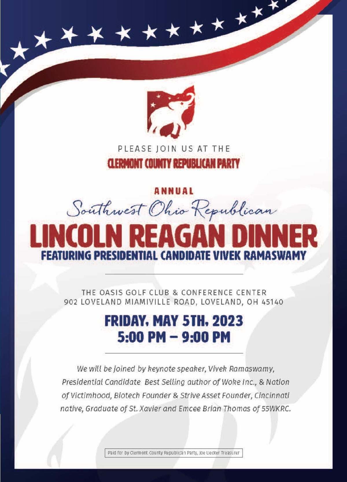 Clermont County Republican Party Lincoln Reagan Dinner Fundraiser